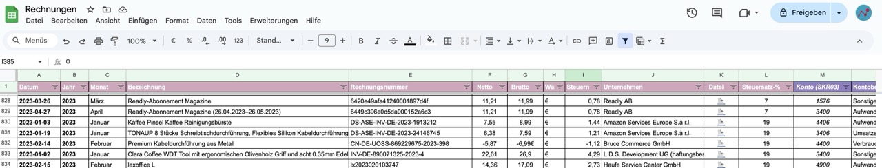 Automatische Erfassung der Beleginhalte mittels KI Erkennung